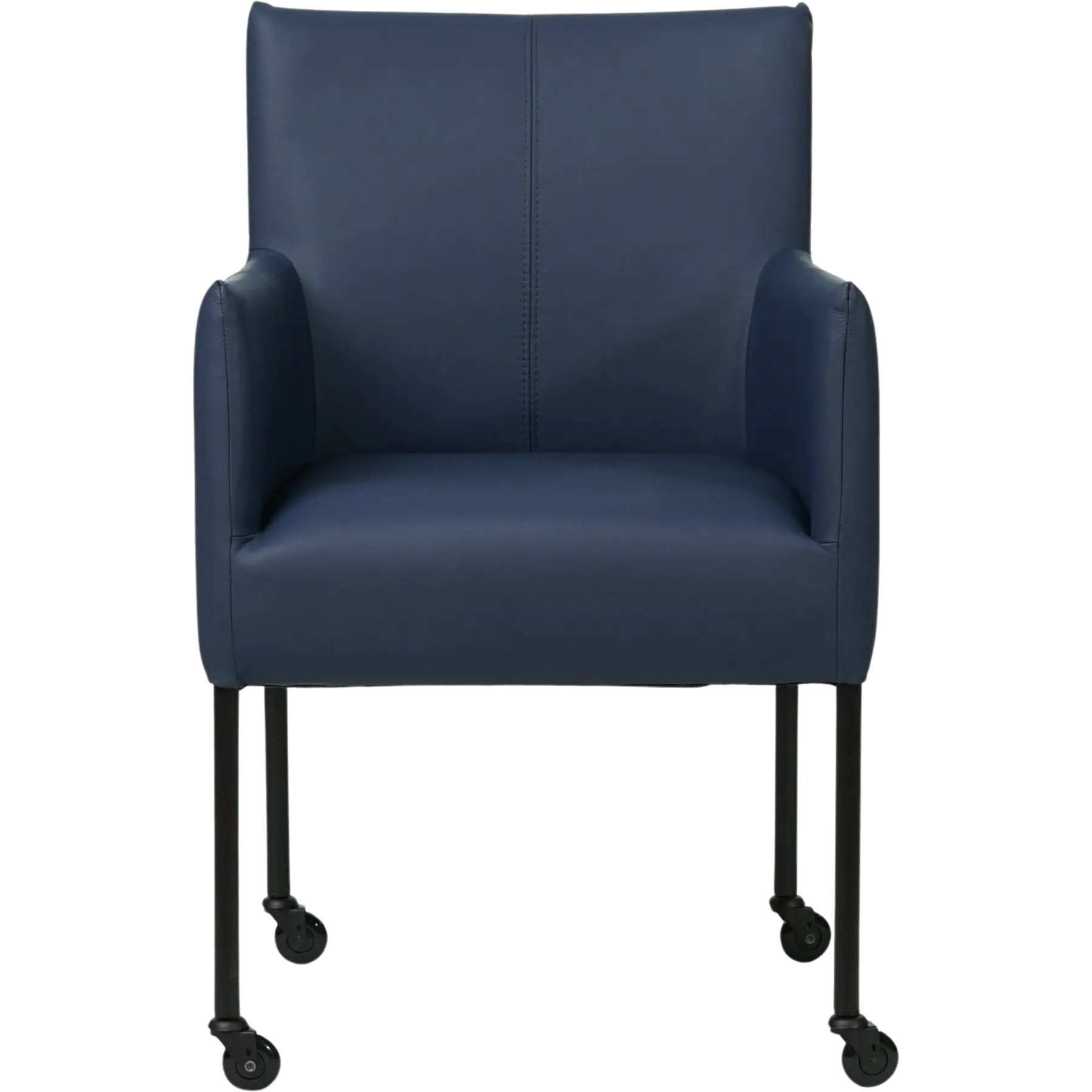 afbeelding van Leren eetkamerstoel Desire - Hermes Kobalt (blauw) - Poten staal rond zwart