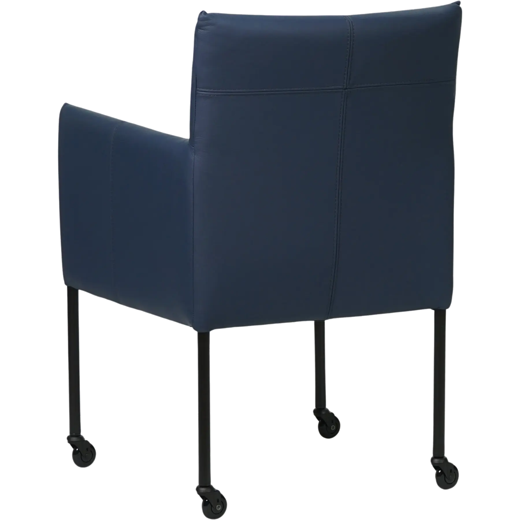 afbeelding van Leren eetkamerstoel Desire - Hermes Kobalt (blauw) - Poten staal rond zwart