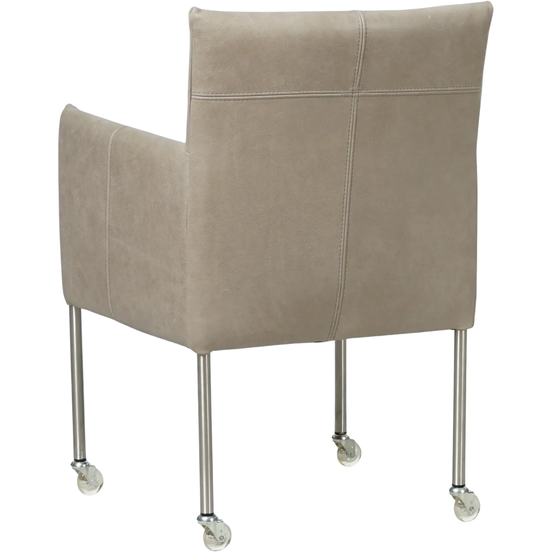 afbeelding van Leren eetkamerstoel Desire - Kenia Lightgrey (lichtgrijs) - Poten staal rond RVS