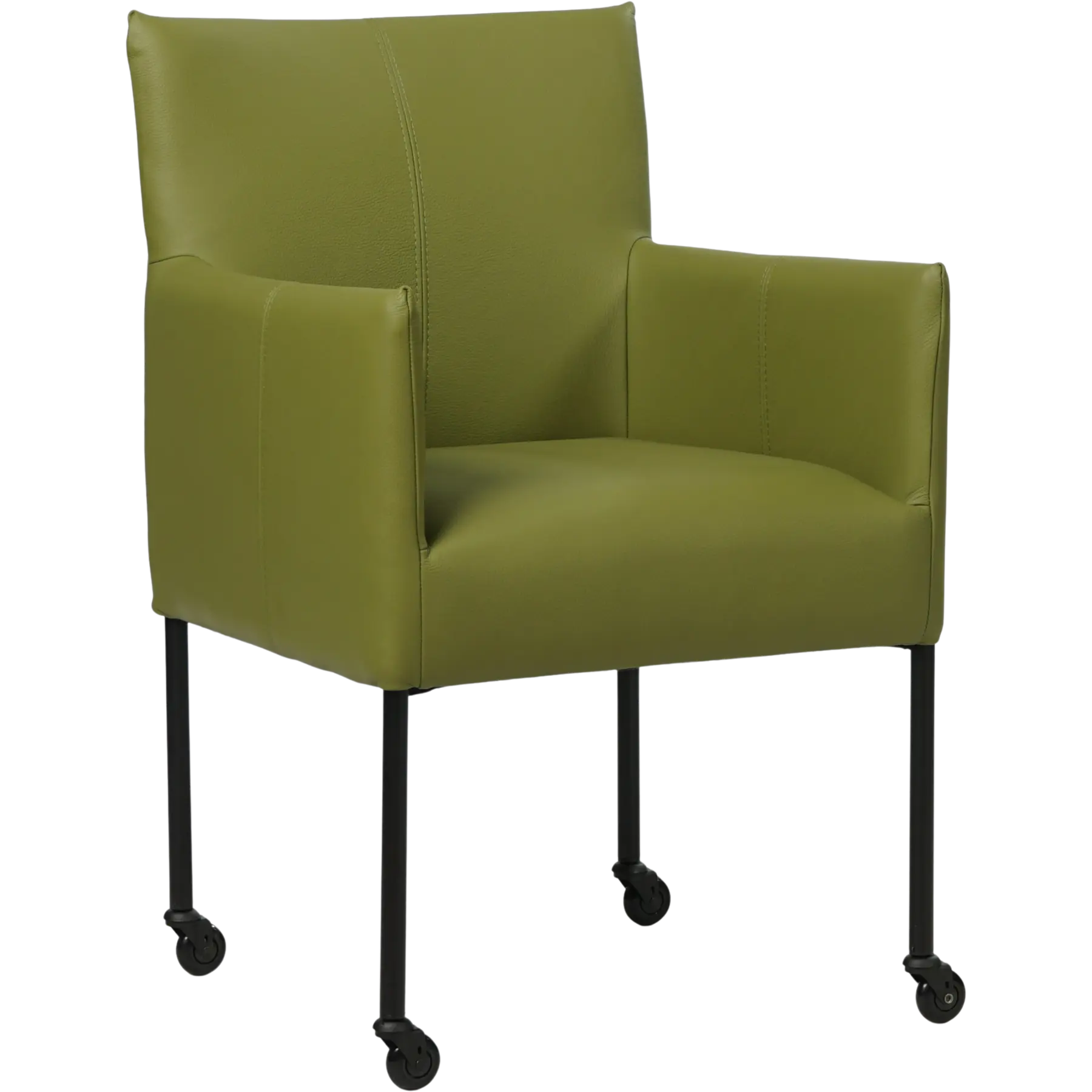 afbeelding van Leren eetkamerstoel Desire - Toledo Apple Green (groen) - Poten staal rond zwart