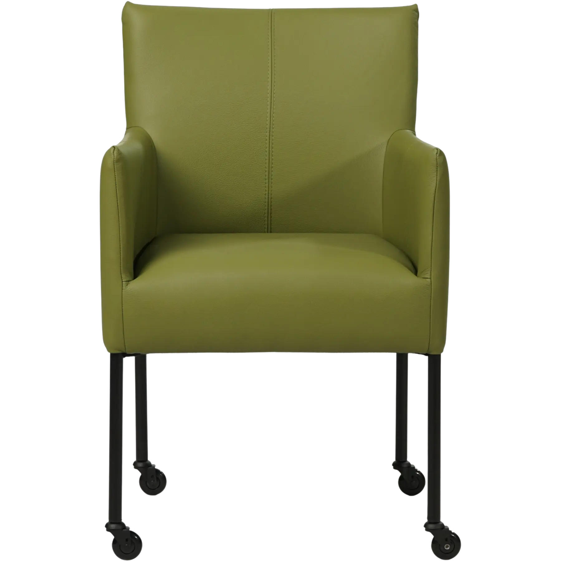 afbeelding van Leren eetkamerstoel Desire - Toledo Apple Green (groen) - Poten staal rond zwart