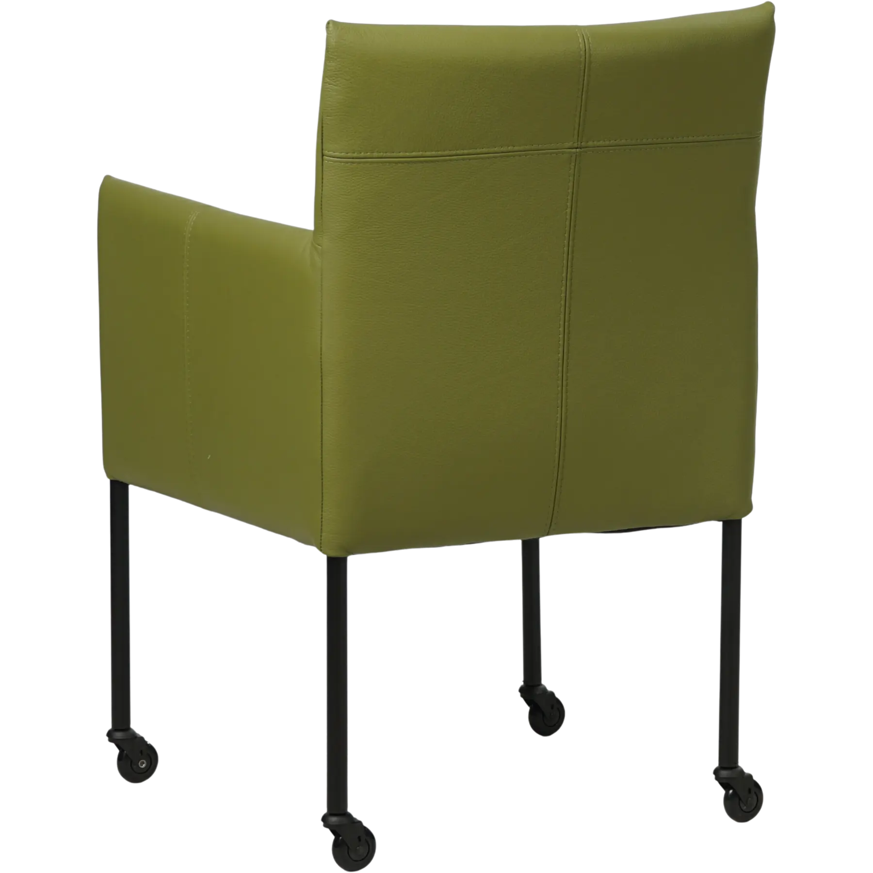 afbeelding van Leren eetkamerstoel Desire - Toledo Apple Green (groen) - Poten staal rond zwart