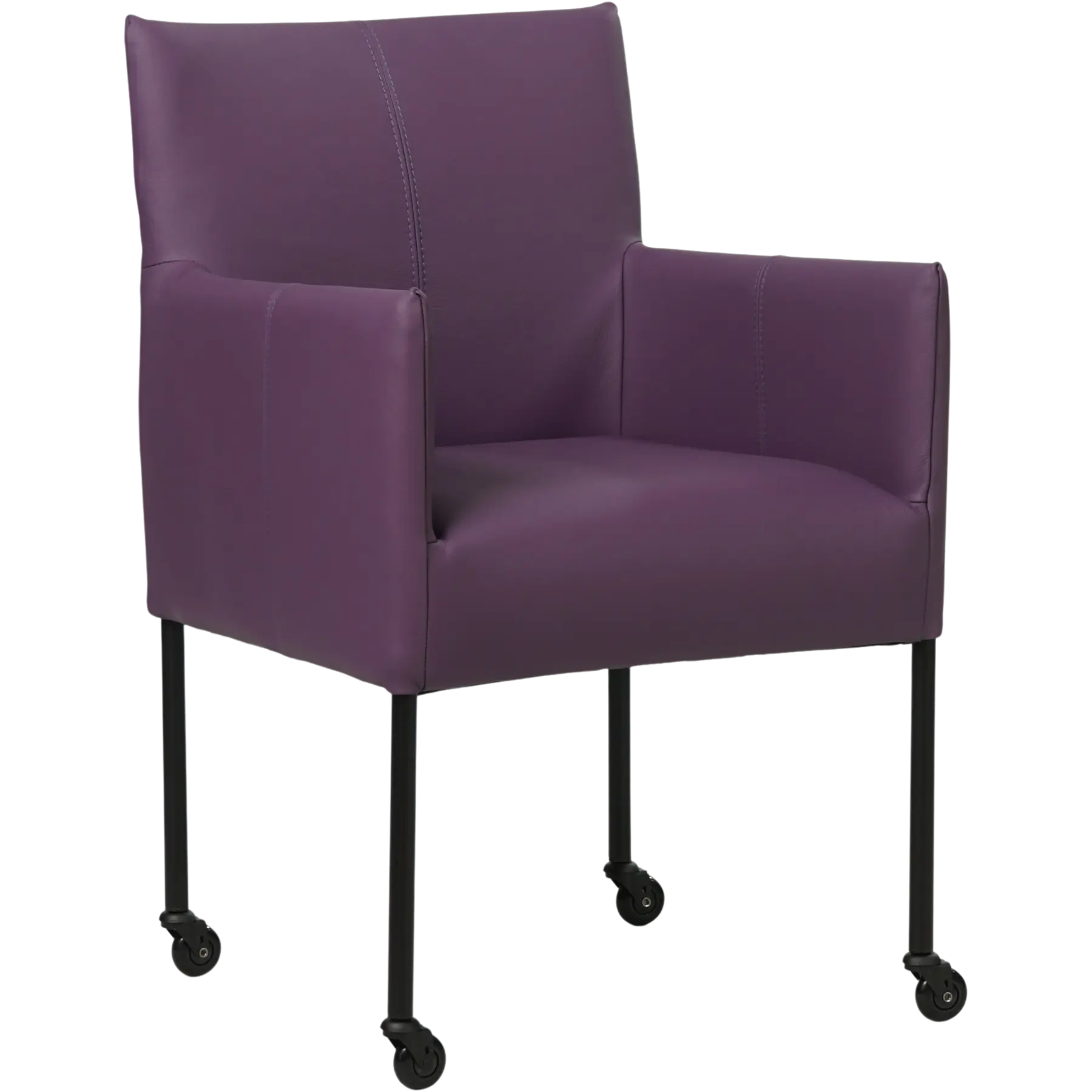 afbeelding van Leren eetkamerstoel Desire - Toledo Aubergine (paars) - Poten staal rond zwart