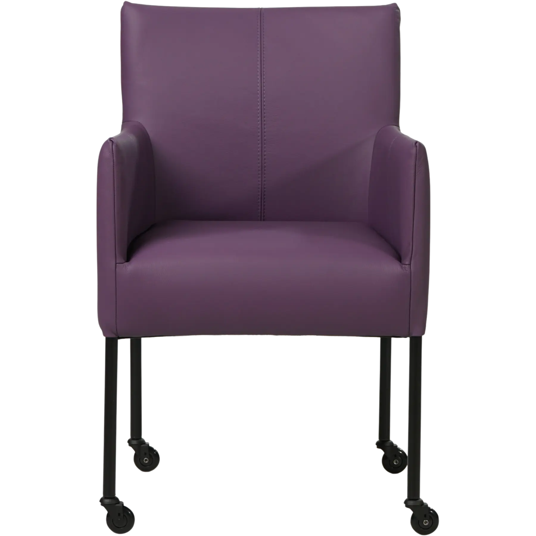 afbeelding van Leren eetkamerstoel Desire - Toledo Aubergine (paars) - Poten staal rond zwart