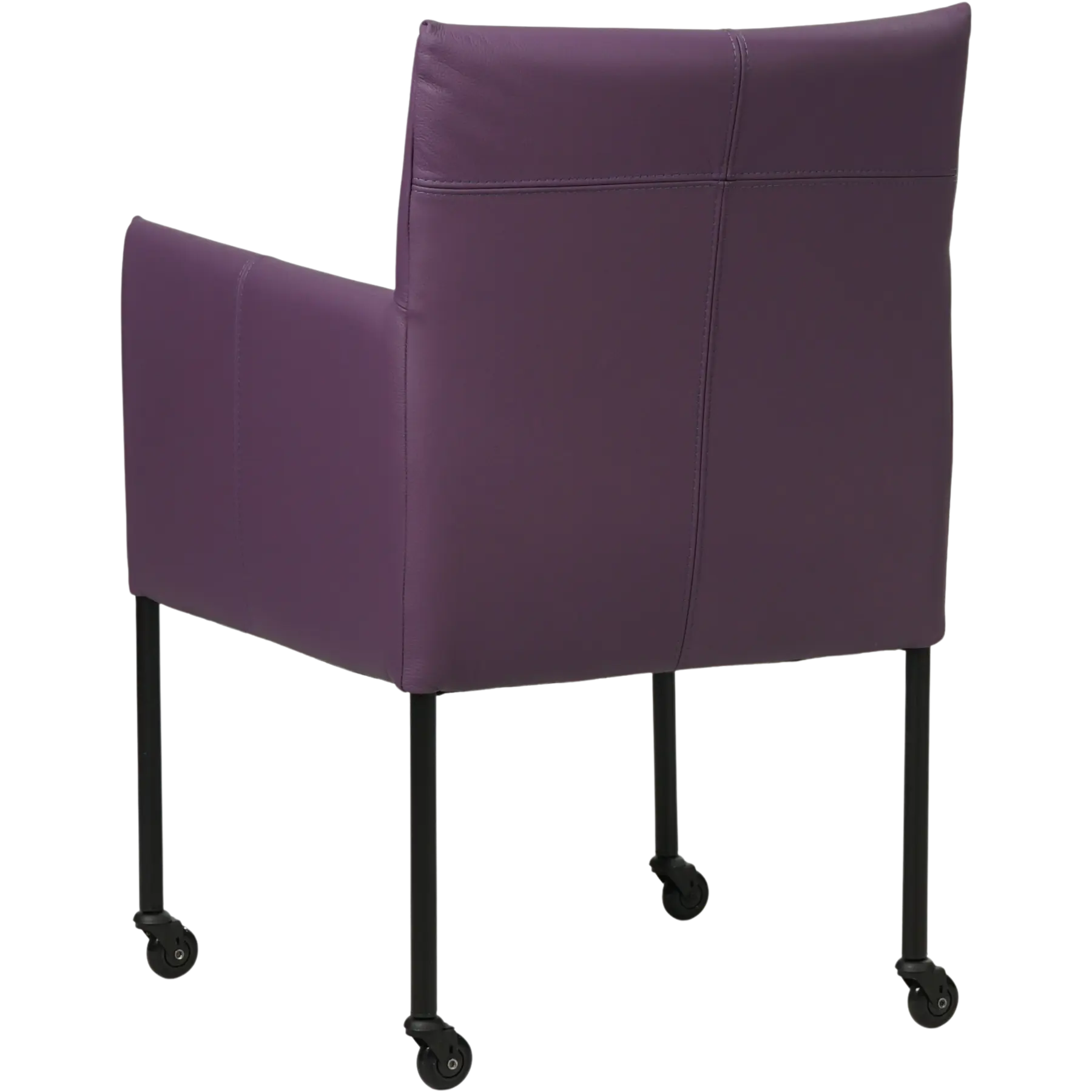 afbeelding van Leren eetkamerstoel Desire - Toledo Aubergine (paars) - Poten staal rond zwart