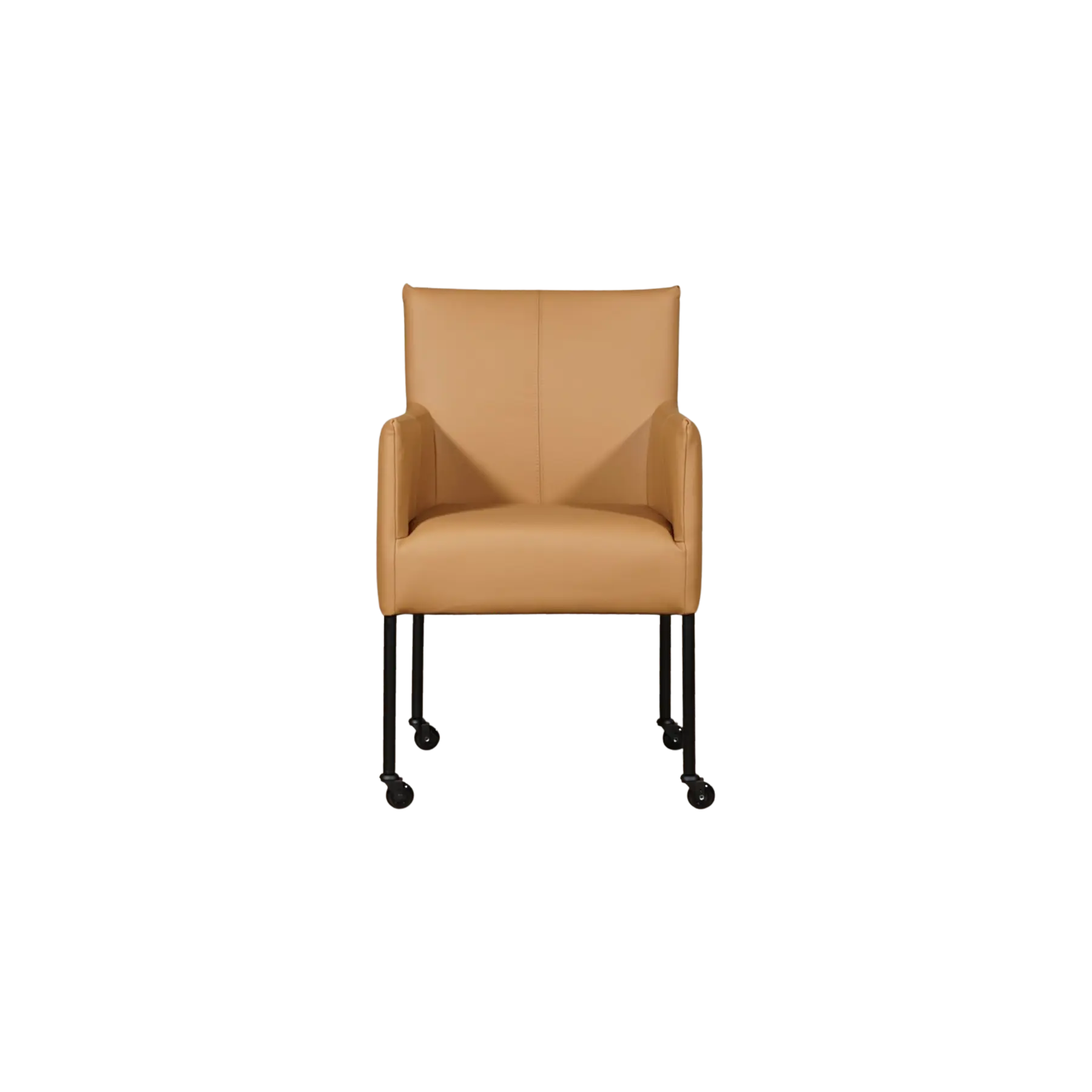 afbeelding van Leren eetkamerstoel Desire - Toledo Camel (bruin) - Poten staal rond zwart