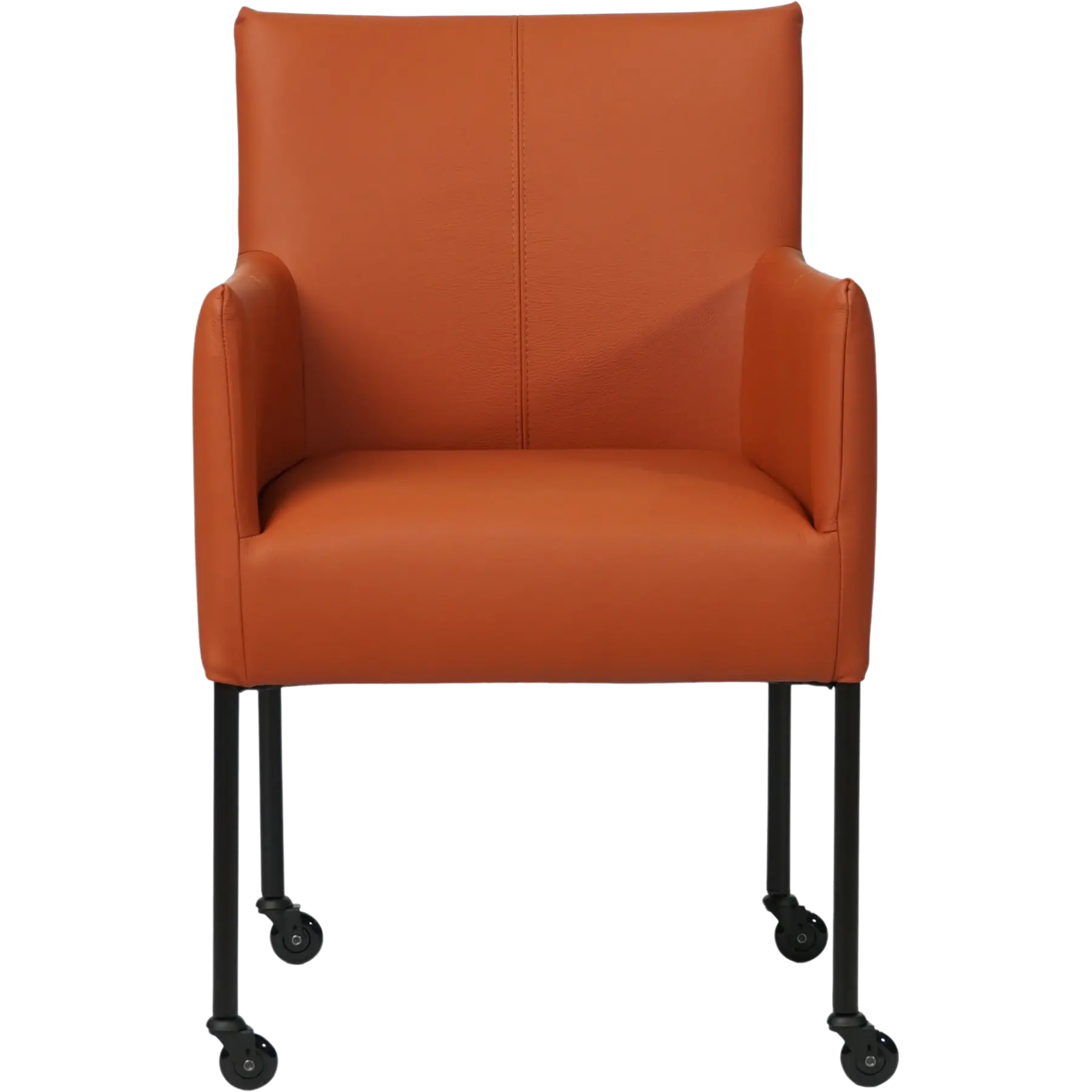 afbeelding van Leren eetkamerstoel Desire - Toledo Cotto (cognac) - Poten staal rond zwart