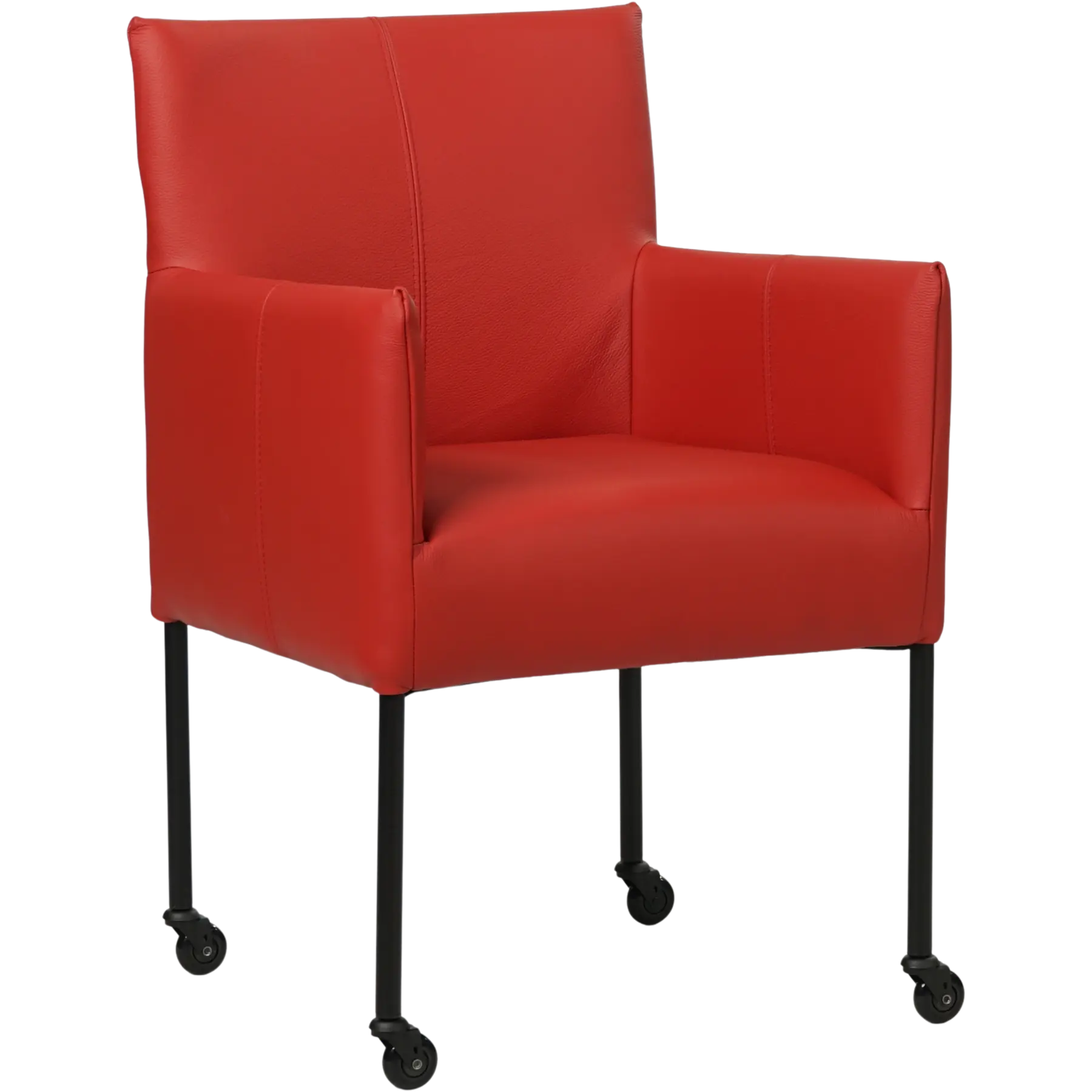 afbeelding van Leren eetkamerstoel Desire - Toledo Ducati (rood) - Poten staal rond zwart