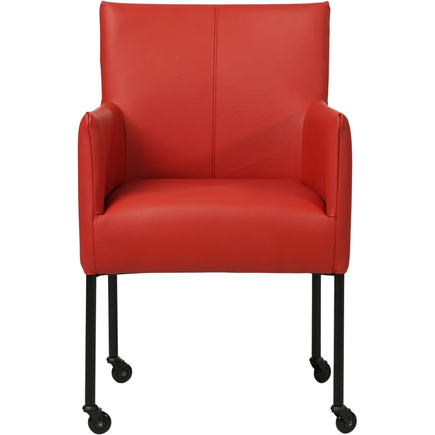 afbeelding van Leren eetkamerstoel Desire - Toledo Ducati (rood) - Poten staal rond zwart