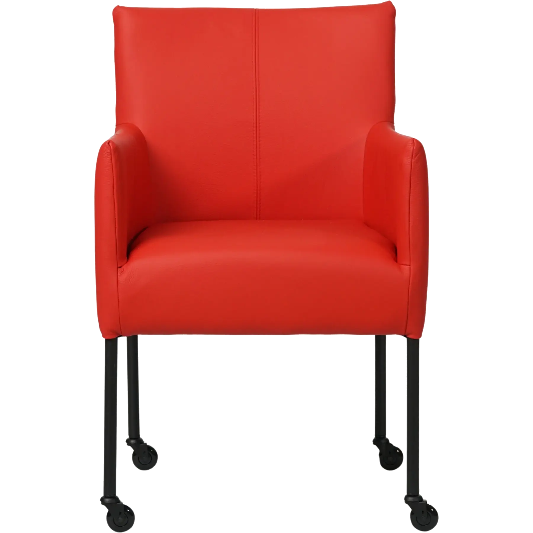 afbeelding van Leren eetkamerstoel Desire - Toledo Ferrari (felrood) - Poten staal rond zwart