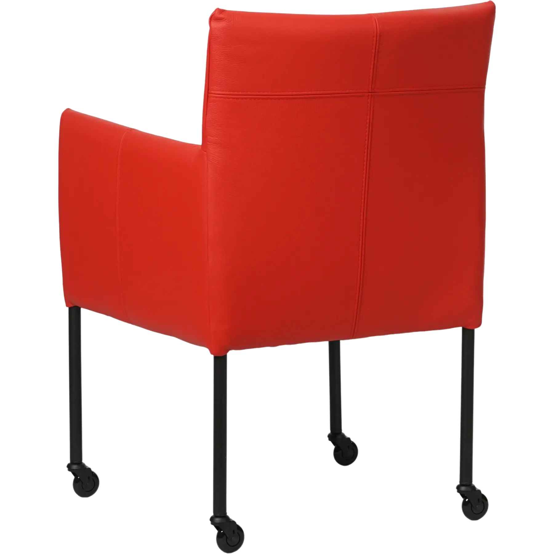 afbeelding van Leren eetkamerstoel Desire - Toledo Ferrari (felrood) - Poten staal rond zwart