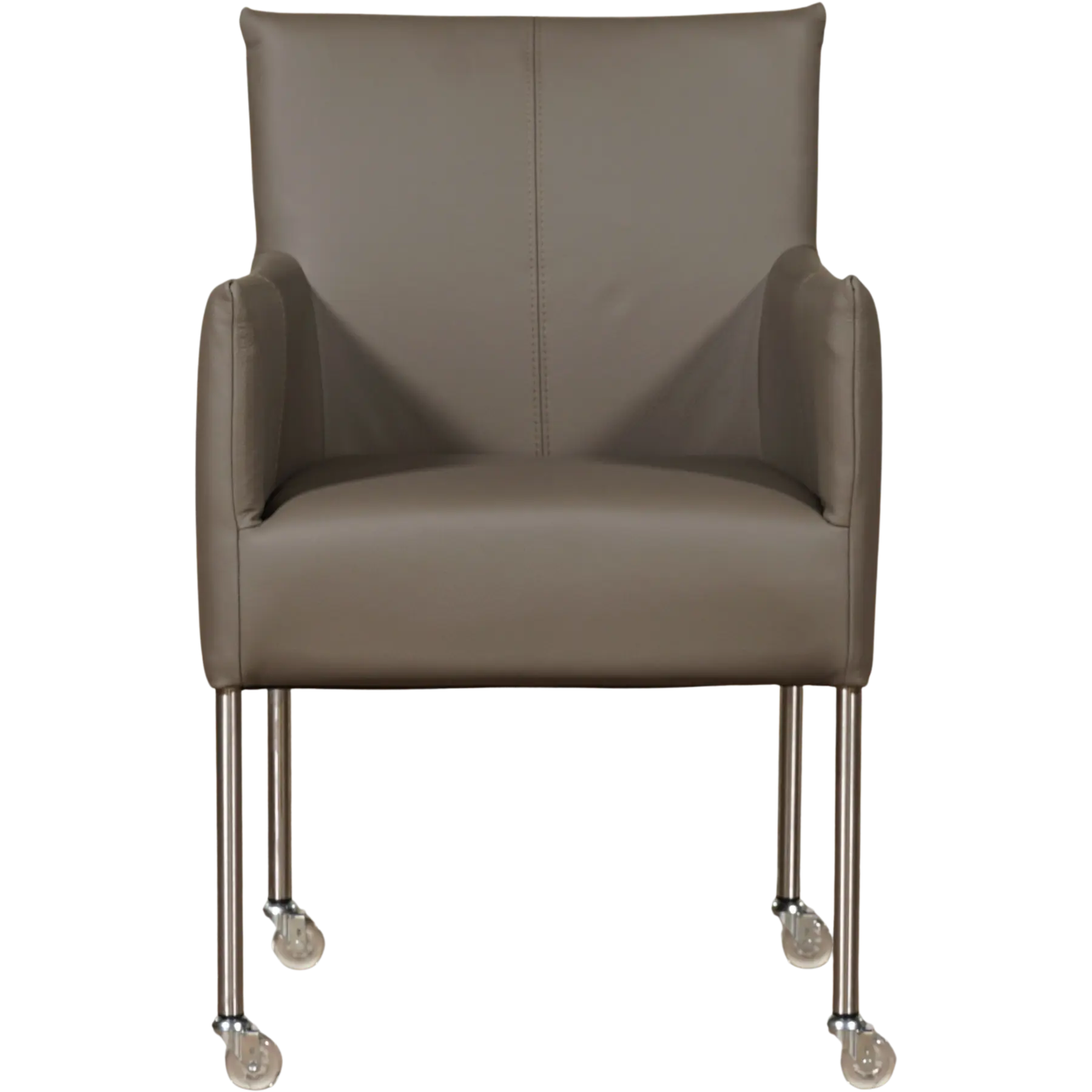 afbeelding van Leren eetkamerstoel Desire - Toledo Smog (grijs) - Poten staal rond RVS