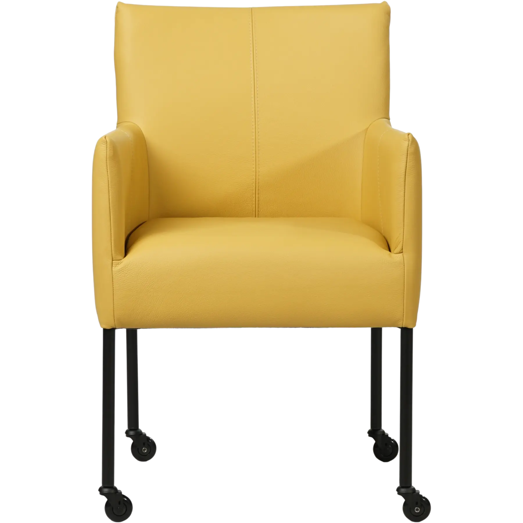 afbeelding van Leren eetkamerstoel Desire - Toledo Lemon (geel) - Poten staal rond zwart