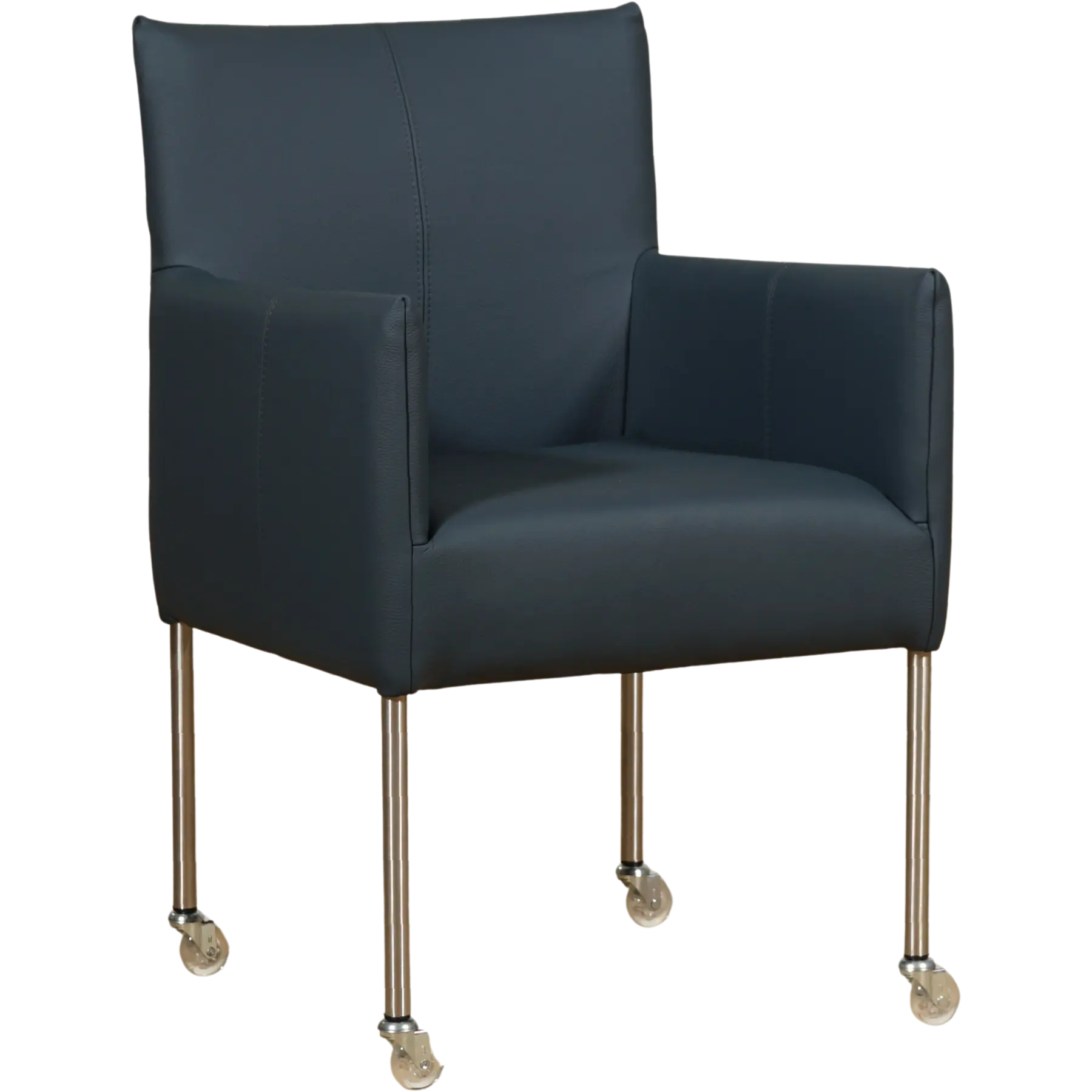 afbeelding van Leren eetkamerstoel Desire - Toledo Marine (blauw) - Poten staal rond RVS