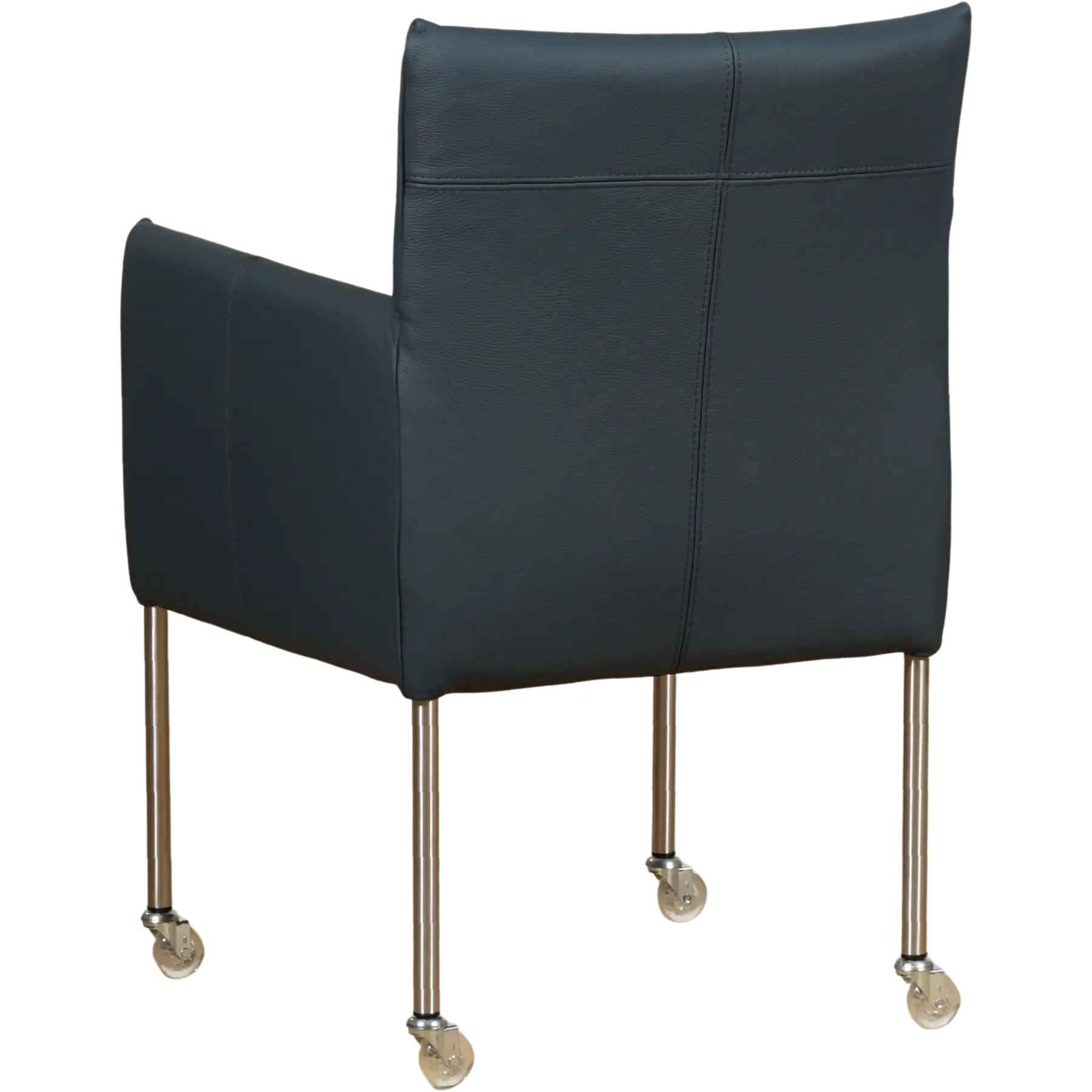 afbeelding van Leren eetkamerstoel Desire - Toledo Marine (blauw) - Poten staal rond RVS