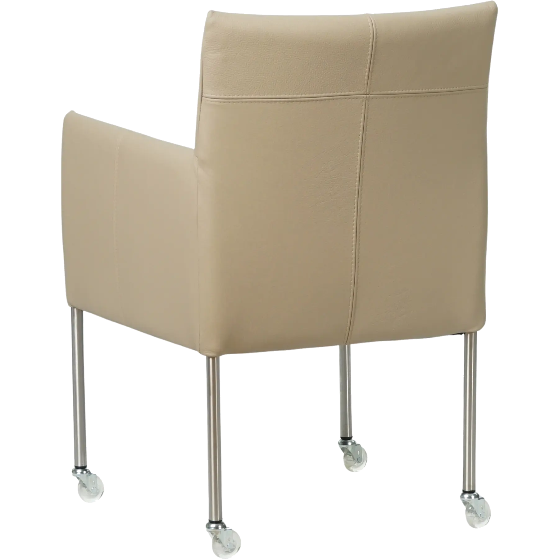 afbeelding van Leren eetkamerstoel Desire - Toledo Mastic (taupe/bruin) - Poten staal rond RVS