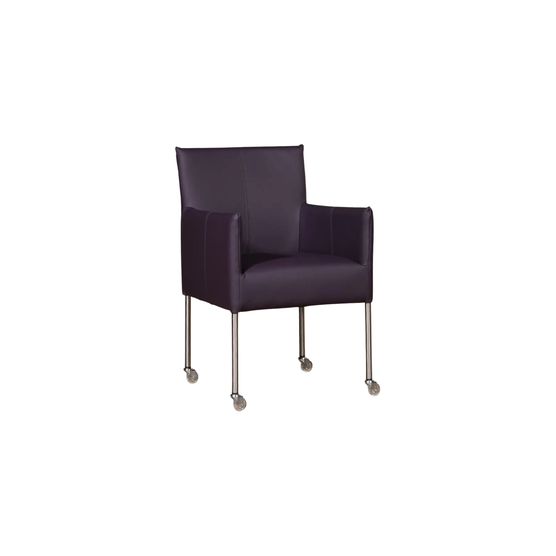 afbeelding van Leren eetkamerstoel Desire - Toledo Merlin (donkerpaars) - Poten staal rond RVS