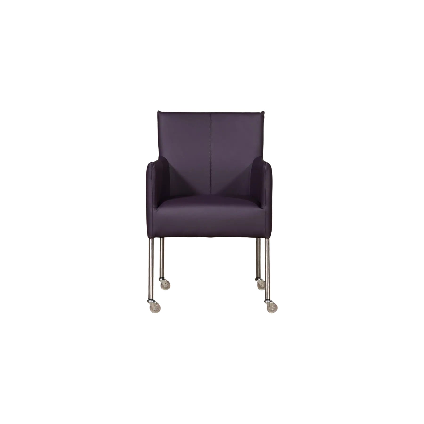 afbeelding van Leren eetkamerstoel Desire - Toledo Merlin (donkerpaars) - Poten staal rond RVS
