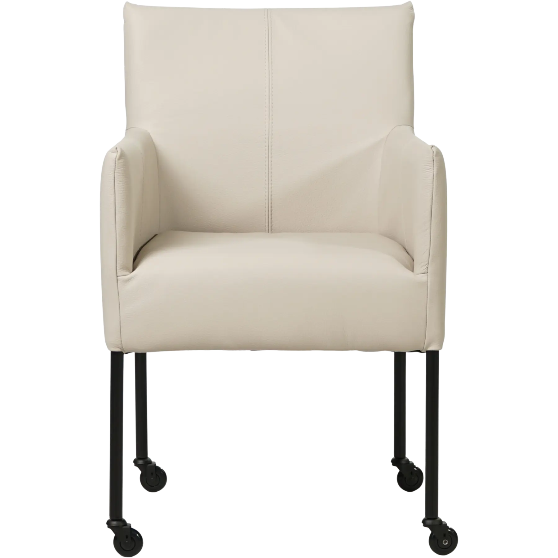 afbeelding van Leren eetkamerstoel Desire - Toledo Misty (crème) - Poten staal rond zwart