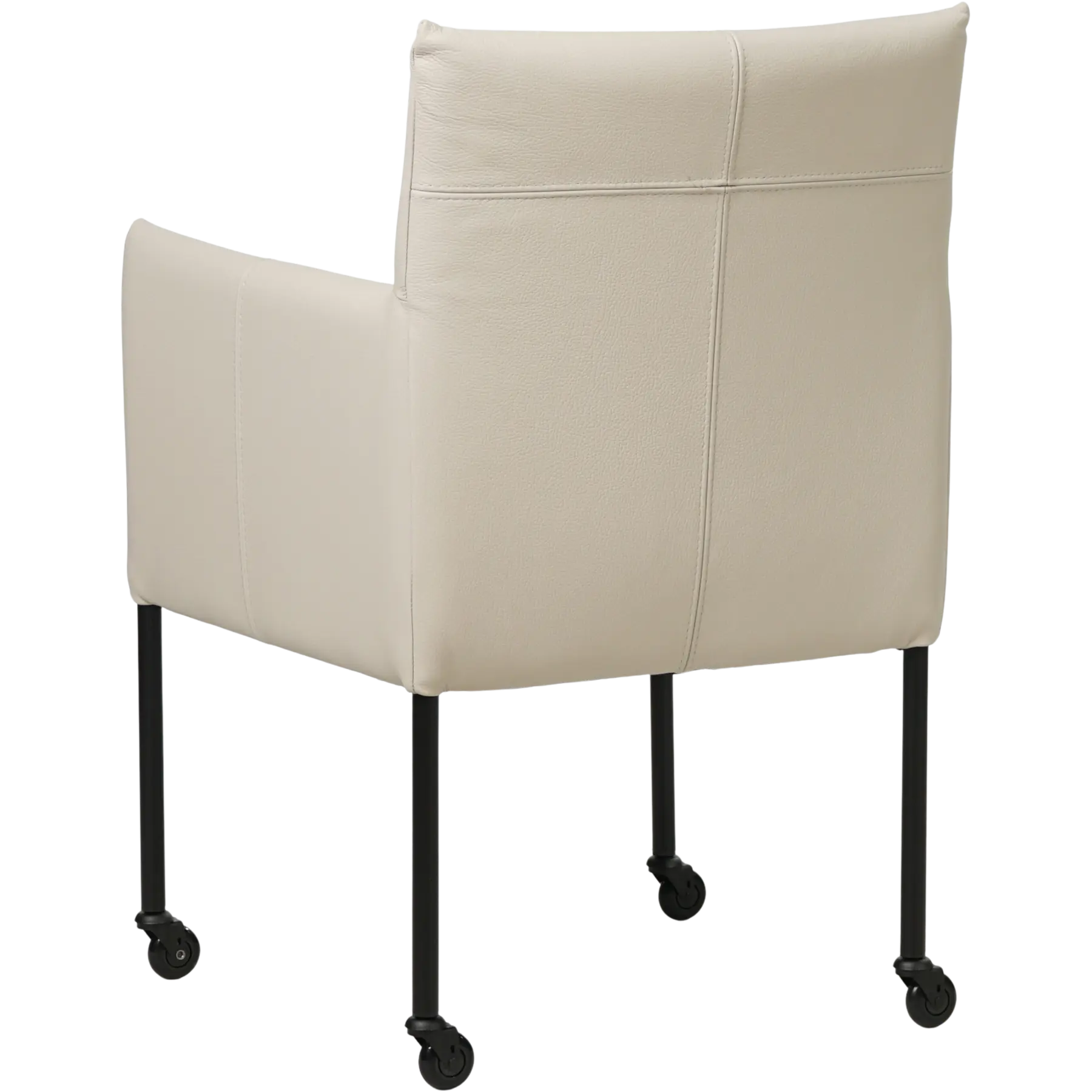 afbeelding van Leren eetkamerstoel Desire - Toledo Misty (crème) - Poten staal rond zwart