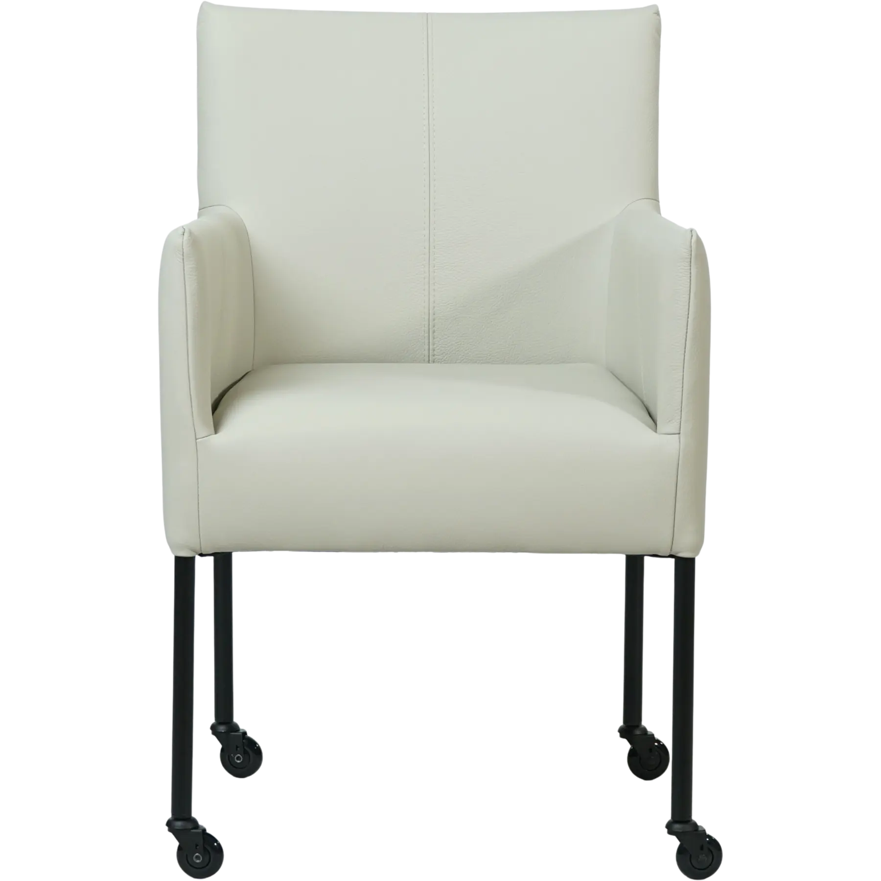 afbeelding van Leren eetkamerstoel Desire - Toledo Nebbia (crème) - Poten staal rond zwart