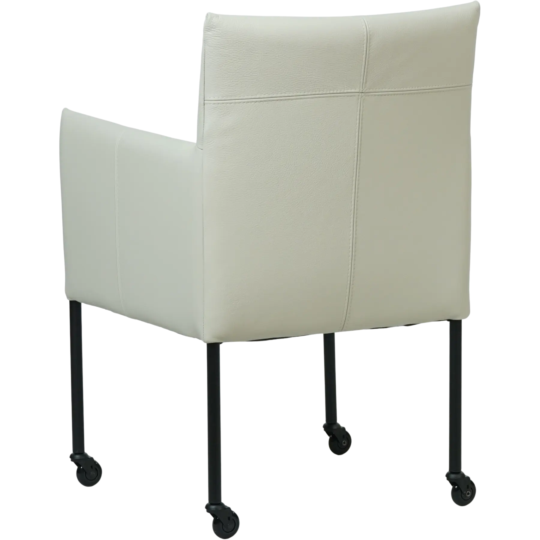 afbeelding van Leren eetkamerstoel Desire - Toledo Nebbia (crème) - Poten staal rond zwart