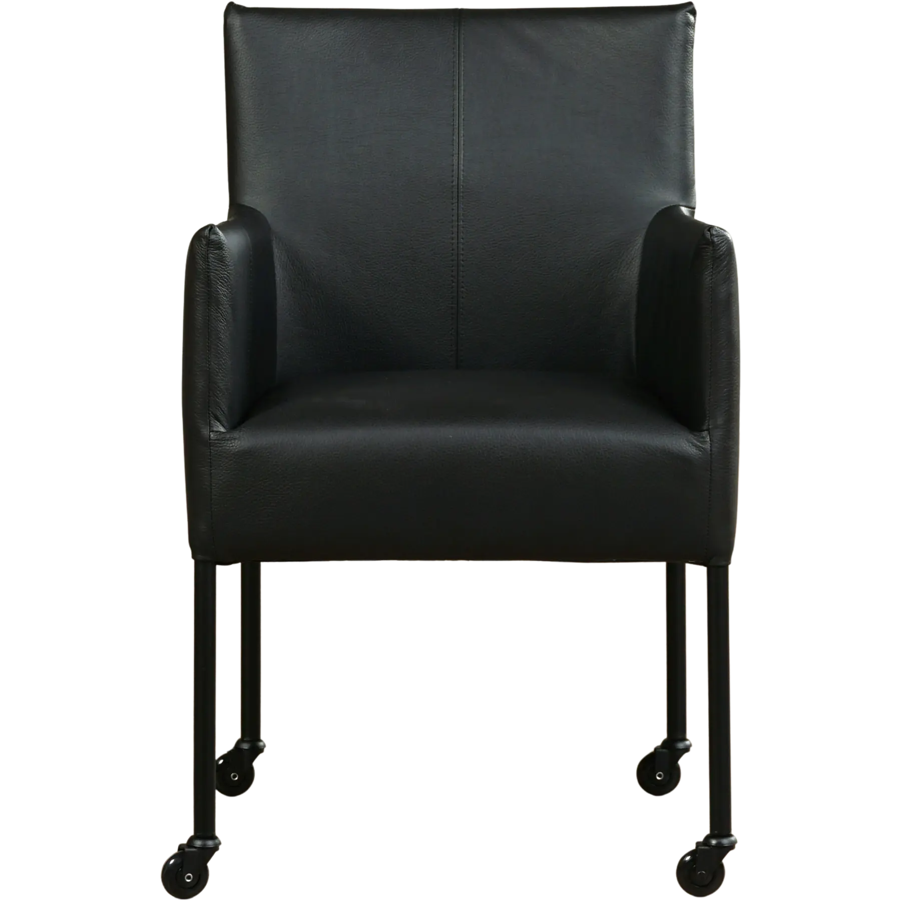 afbeelding van Leren eetkamerstoel Desire - Toledo Nero (zwart) - Poten staal rond zwart