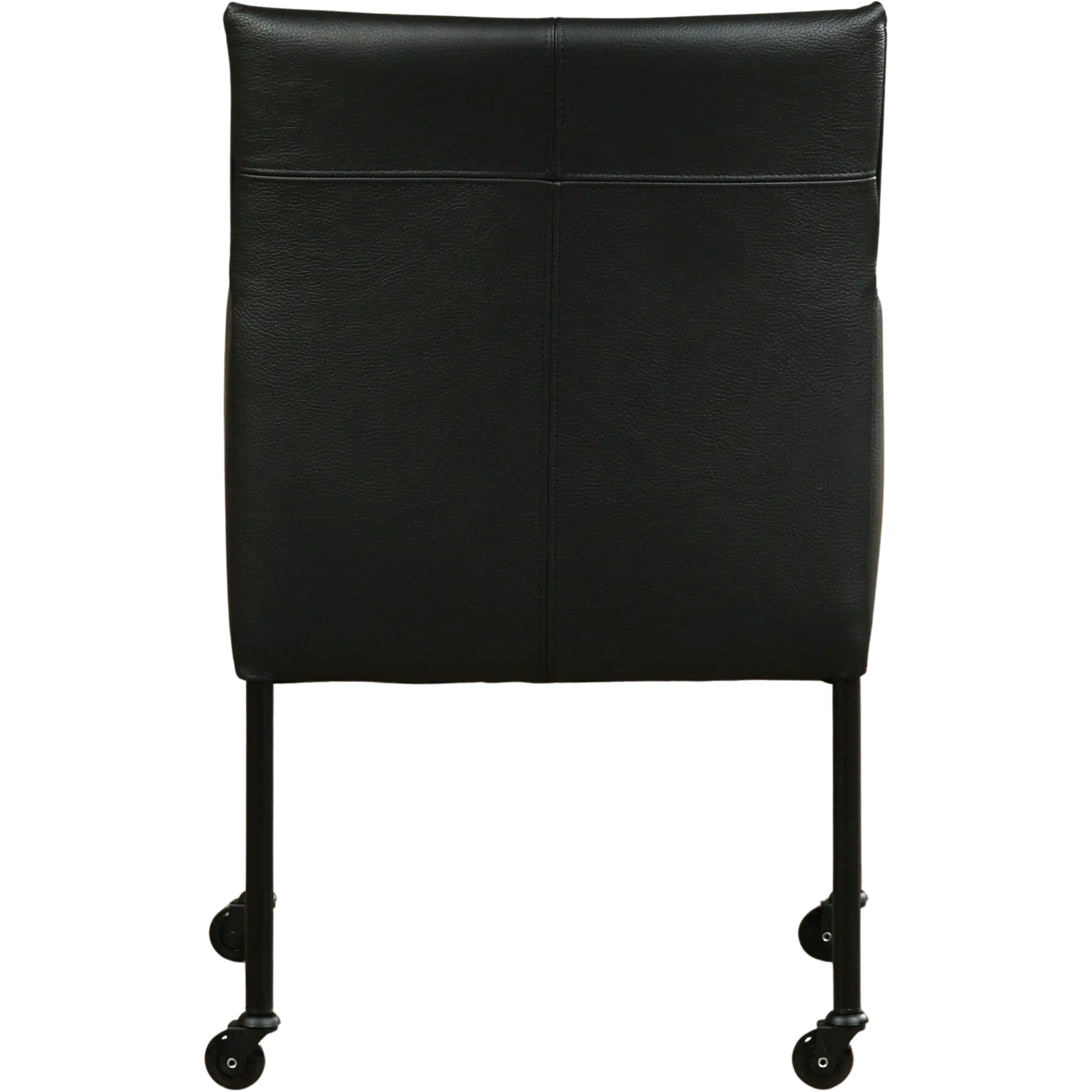 afbeelding van Leren eetkamerstoel Desire - Toledo Nero (zwart) - Poten staal rond zwart