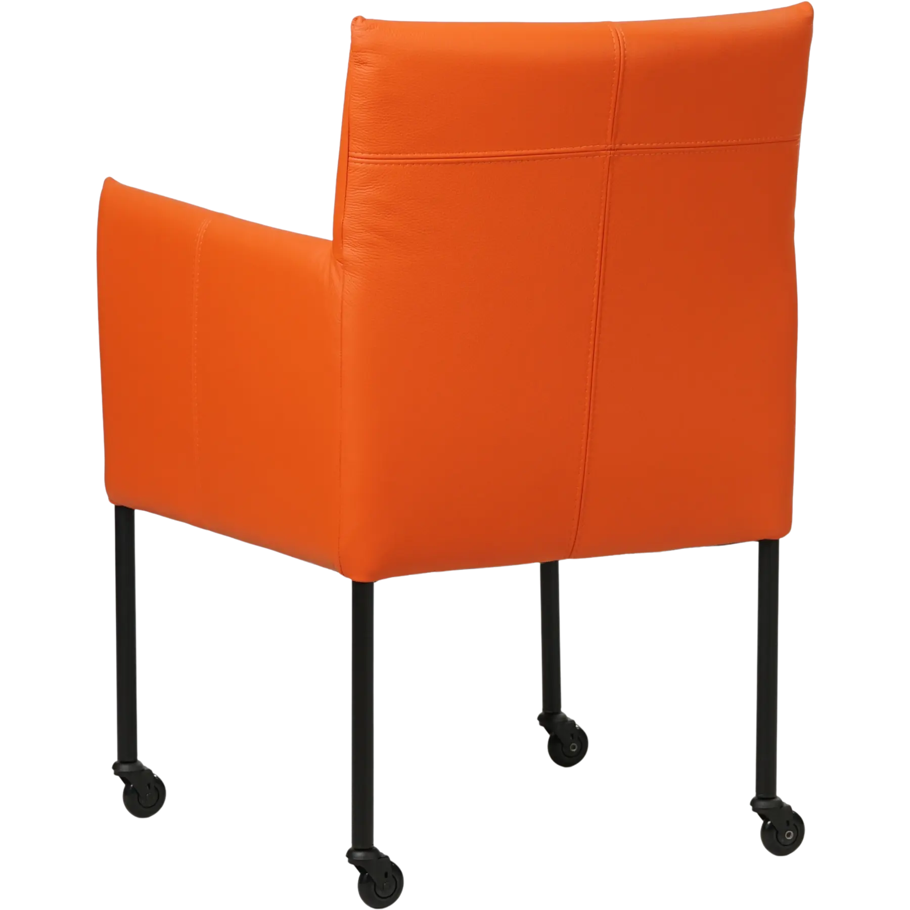 afbeelding van Leren eetkamerstoel Desire - Toledo Orange (oranje) - Poten staal rond zwart