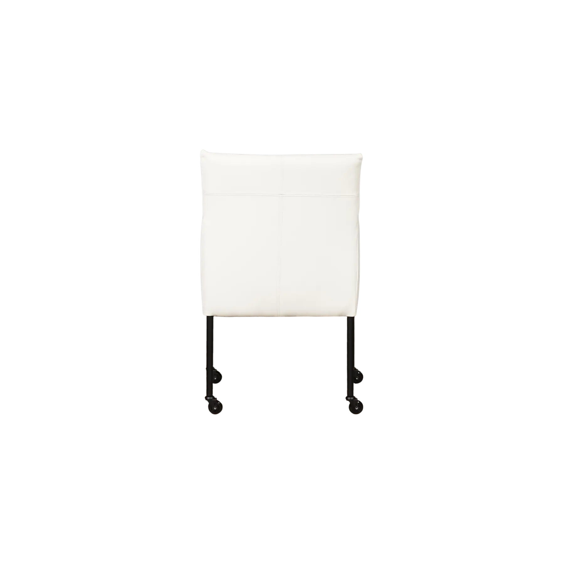 afbeelding van Leren eetkamerstoel Desire - Toledo Purewhite (wit) - Poten staal rond zwart