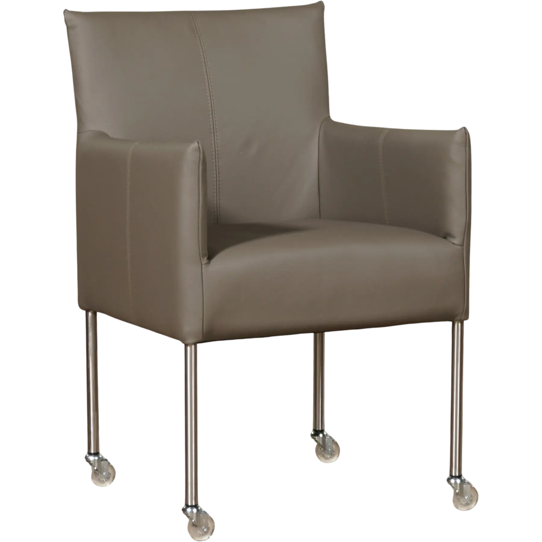 afbeelding van Leren eetkamerstoel Desire - Toledo Smog (grijs) - Poten staal rond RVS