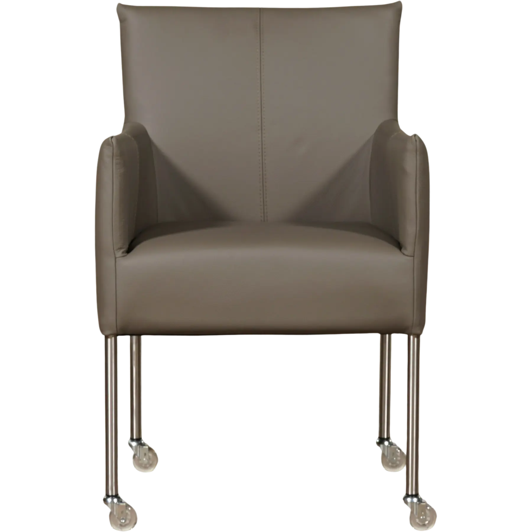 afbeelding van Leren eetkamerstoel Desire - Toledo Smog (grijs) - Poten staal rond RVS