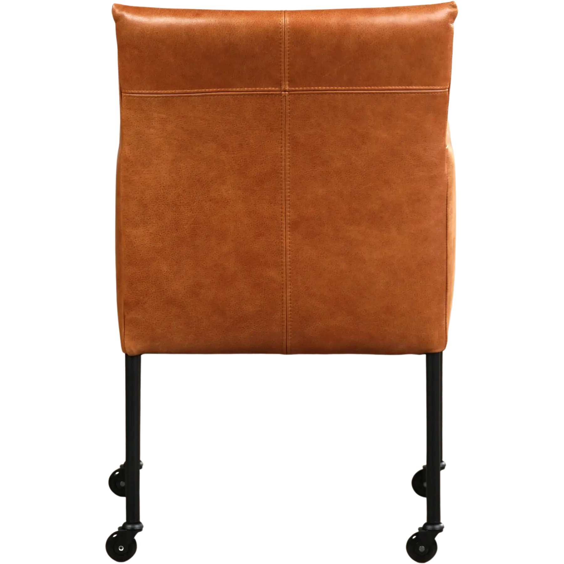 afbeelding van Leren eetkamerstoel Desire - Vintage Cognac (cognac) - Poten staal rond zwart