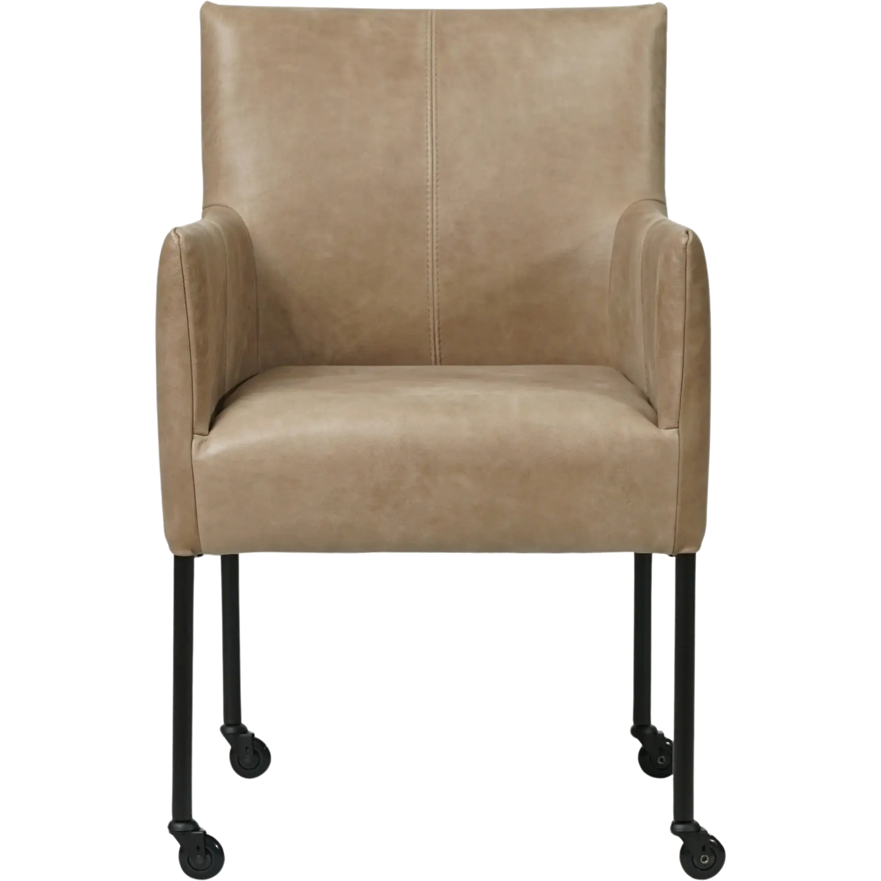 afbeelding van Leren eetkamerstoel Desire - Vintage Taupe (taupe/bruin) - Poten staal rond zwart