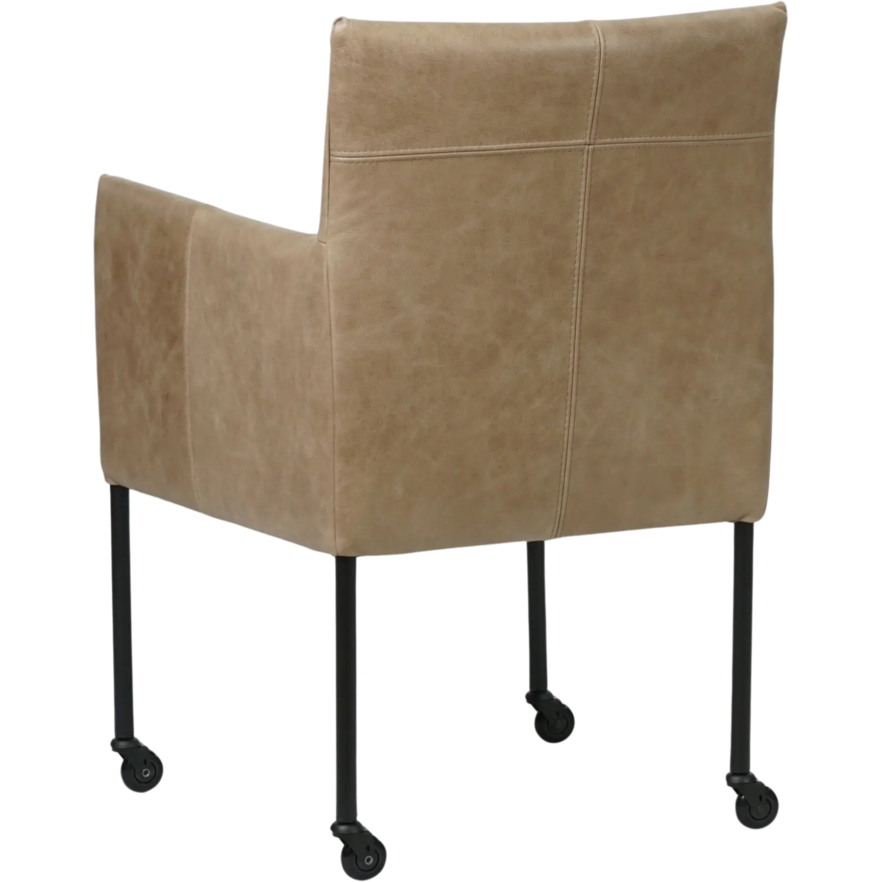 afbeelding van Leren eetkamerstoel Desire - Vintage Taupe (taupe/bruin) - Poten staal rond zwart