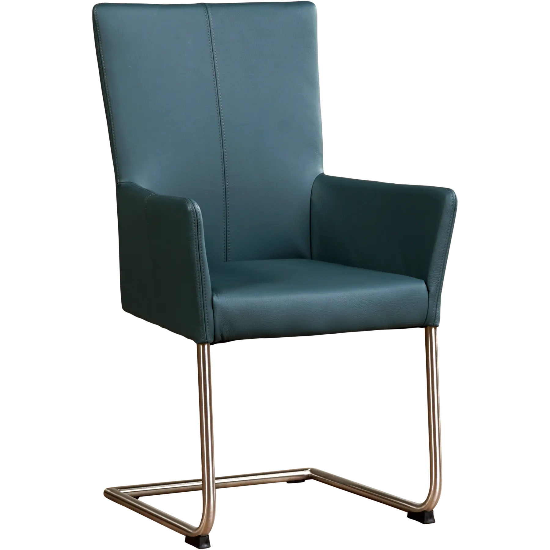 afbeelding van Leren eetkamerstoel Dry met armleuning