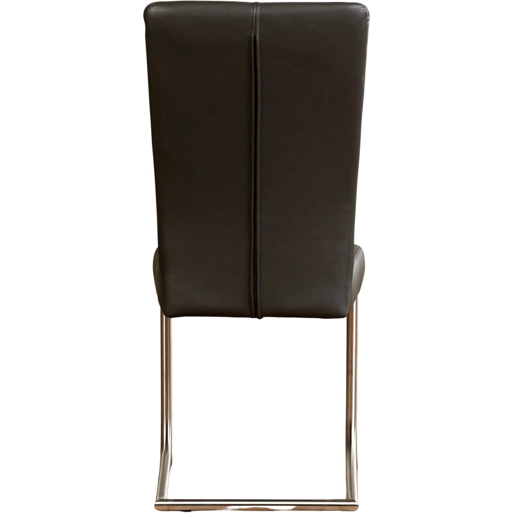 afbeelding van Leren eetkamerstoel Dry - Toledo Antracite (donkergrijs) - Sledepoot staal rond RVS