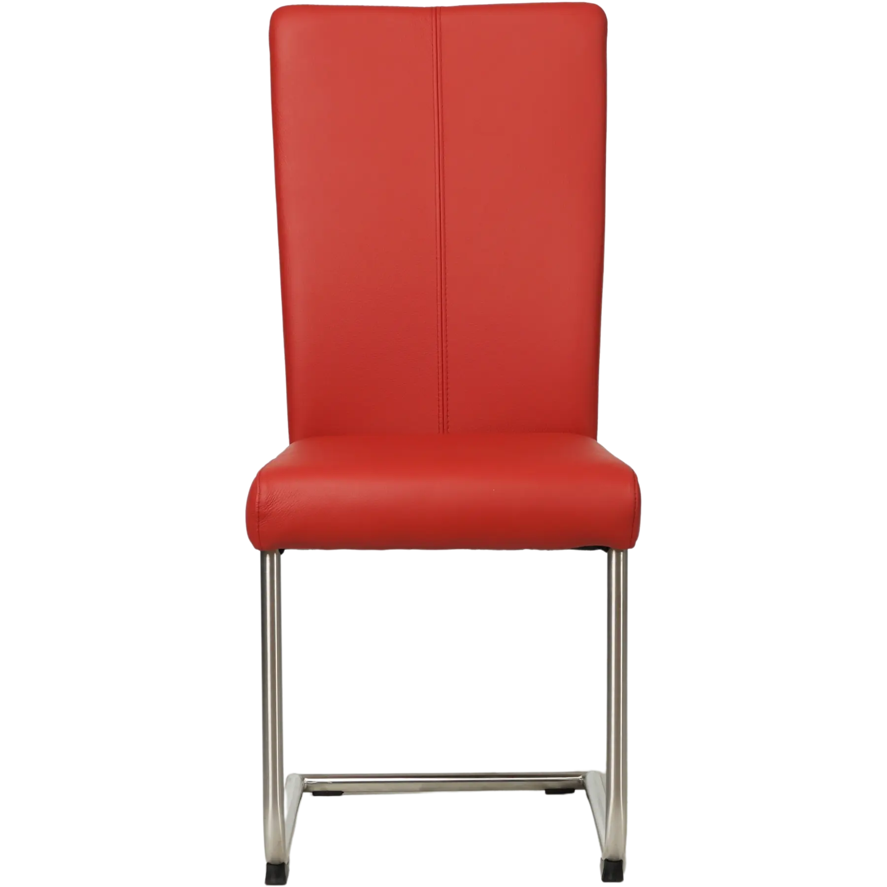 afbeelding van Leren eetkamerstoel Dry - Toledo Ducati (rood) - Sledepoot staal rond RVS