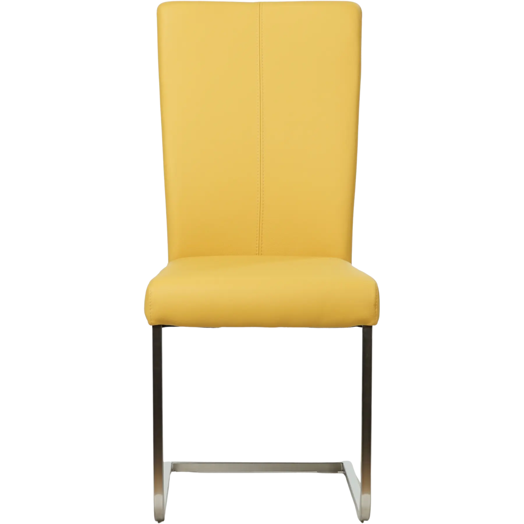 afbeelding van Leren eetkamerstoel Dry - Toledo Giallo (geel) - Sledepoot staal rond RVS