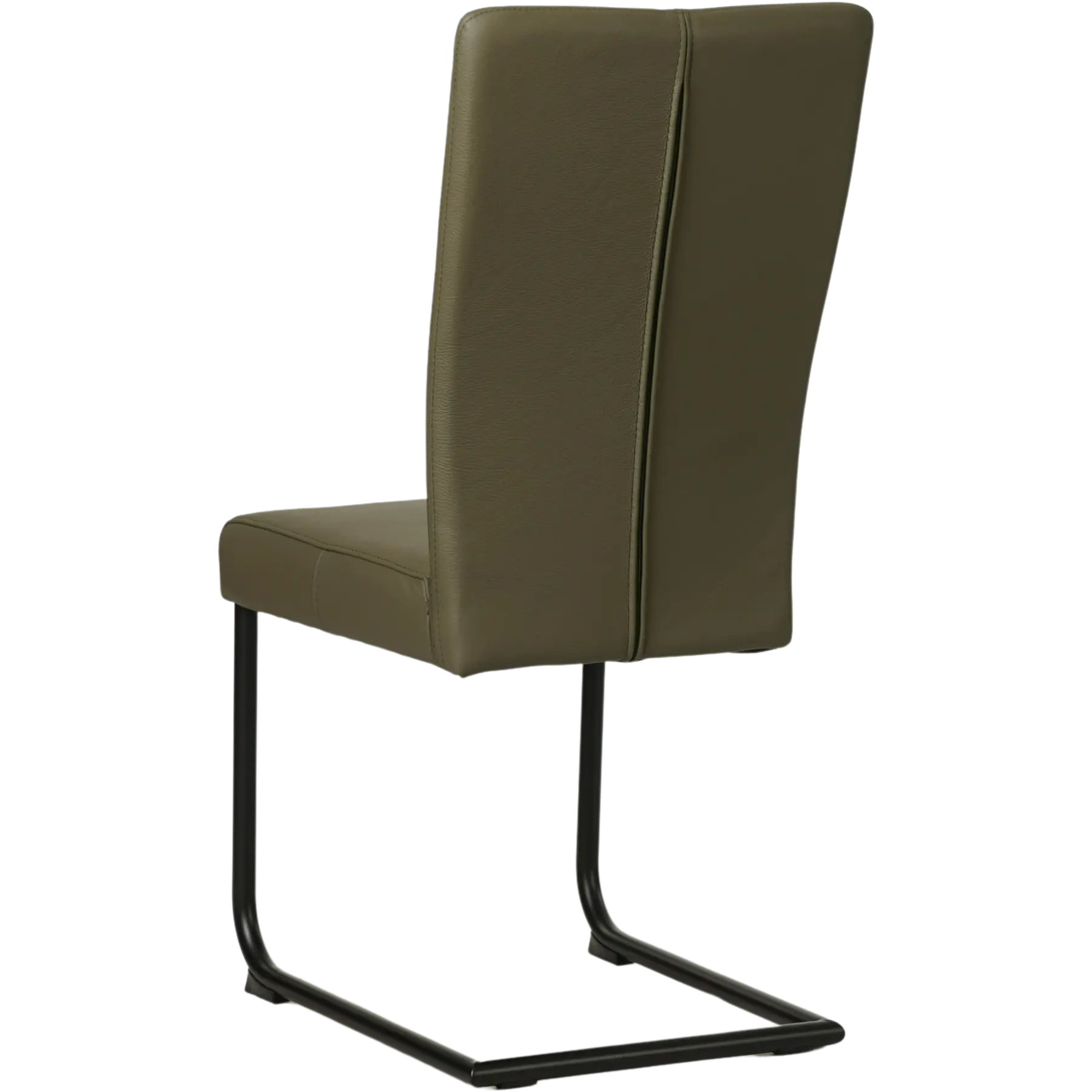 afbeelding van Leren eetkamerstoel Dry - Toledo Olive (olijf/goen) - Sledepoot staal rond zwart