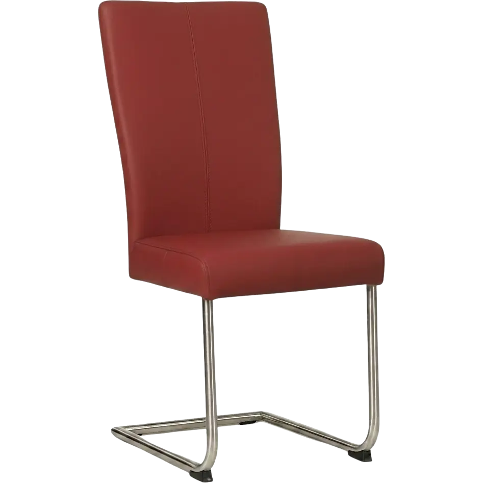 afbeelding van Leren eetkamerstoel Dry - Toledo Red (rood) - Sledepoot staal rond RVS