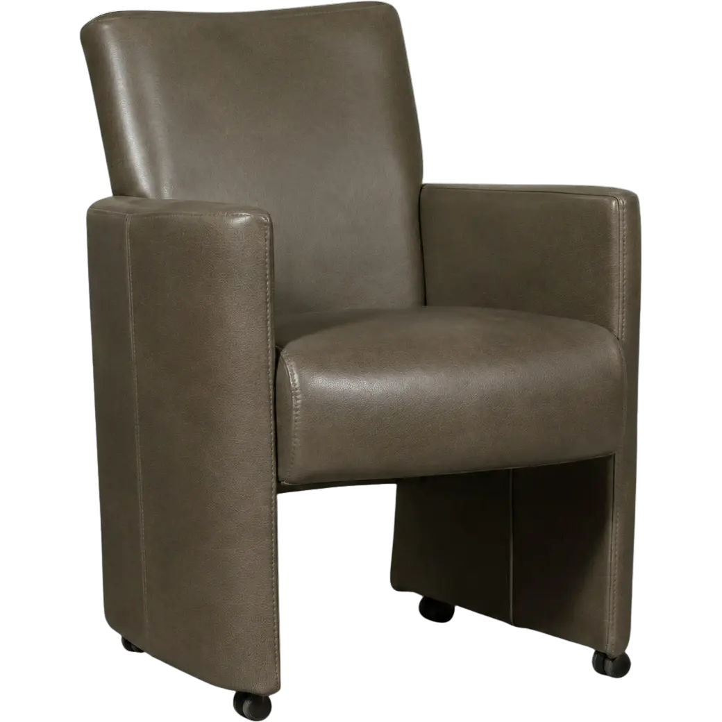 afbeelding van Leren eetkamerstoel Elegant - Granada Ash (grijs/bruin) - Zonder handgreep