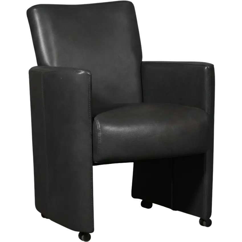 afbeelding van Leren eetkamerstoel Elegant - Granada Black (zwart) - Zonder handgreep