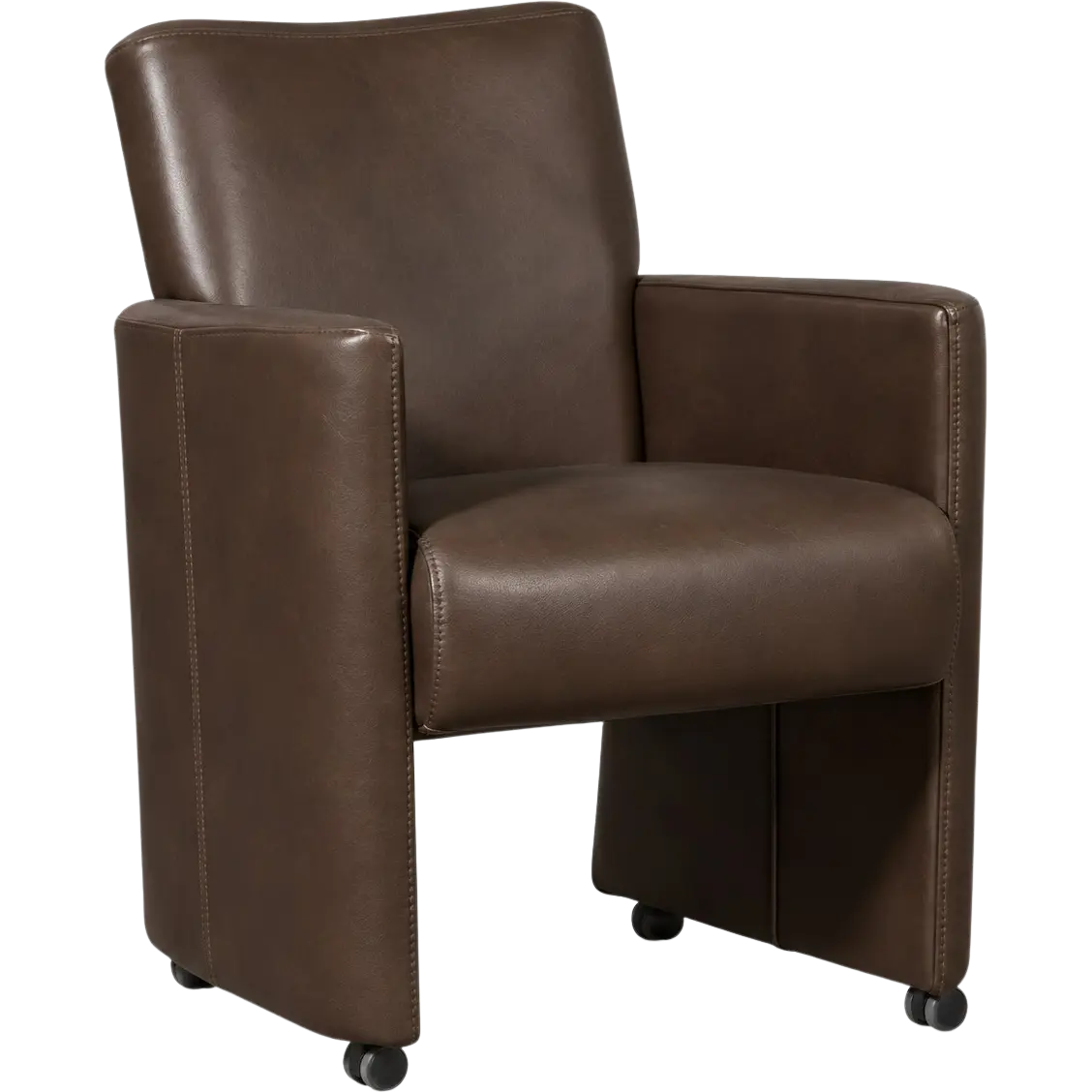 afbeelding van Leren eetkamerstoel Elegant - Granada Chocolate (bruin) - Met handgreep zwart