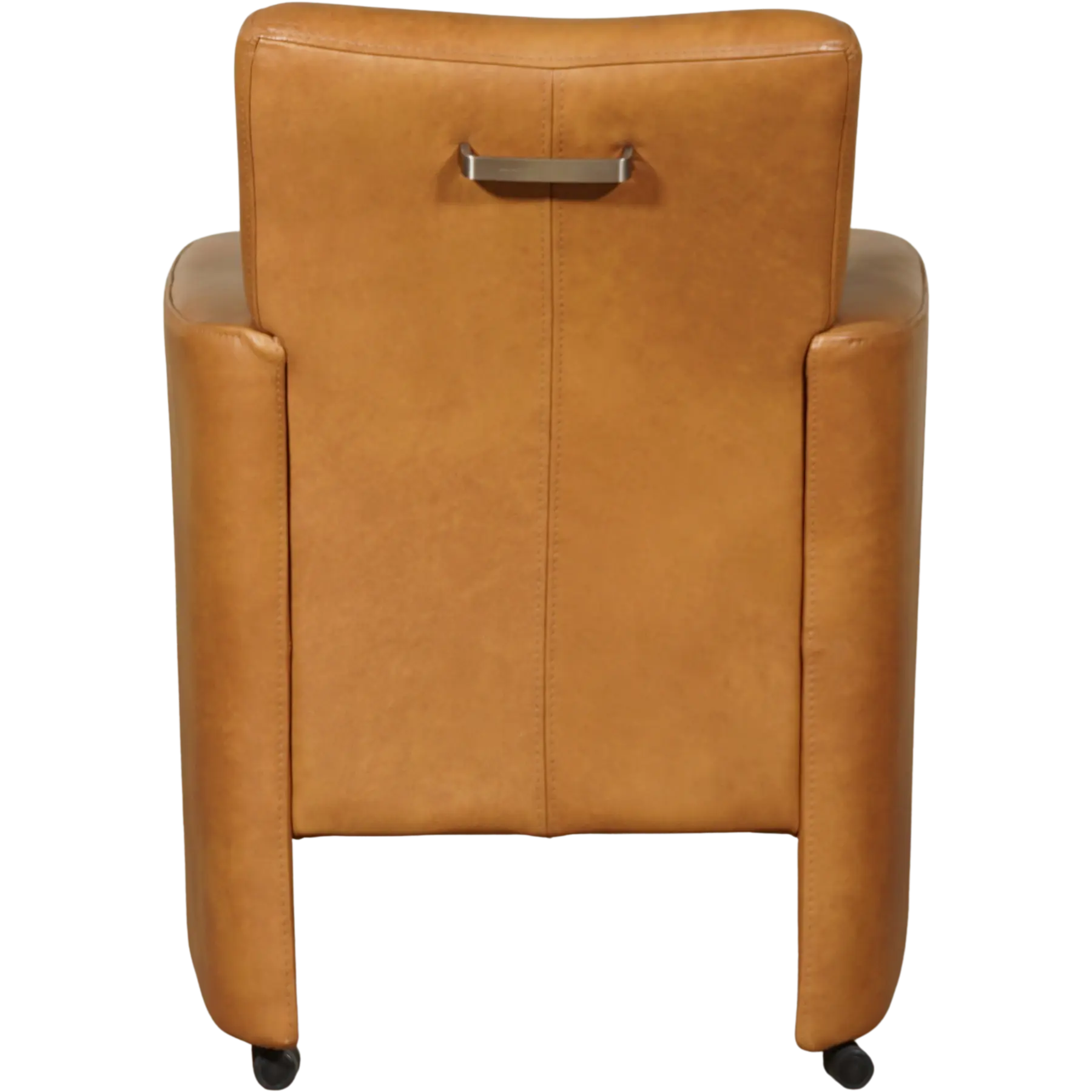 afbeelding van Leren eetkamerstoel Elegant - Granada Sahara (cognac) - Met handgreep RVS