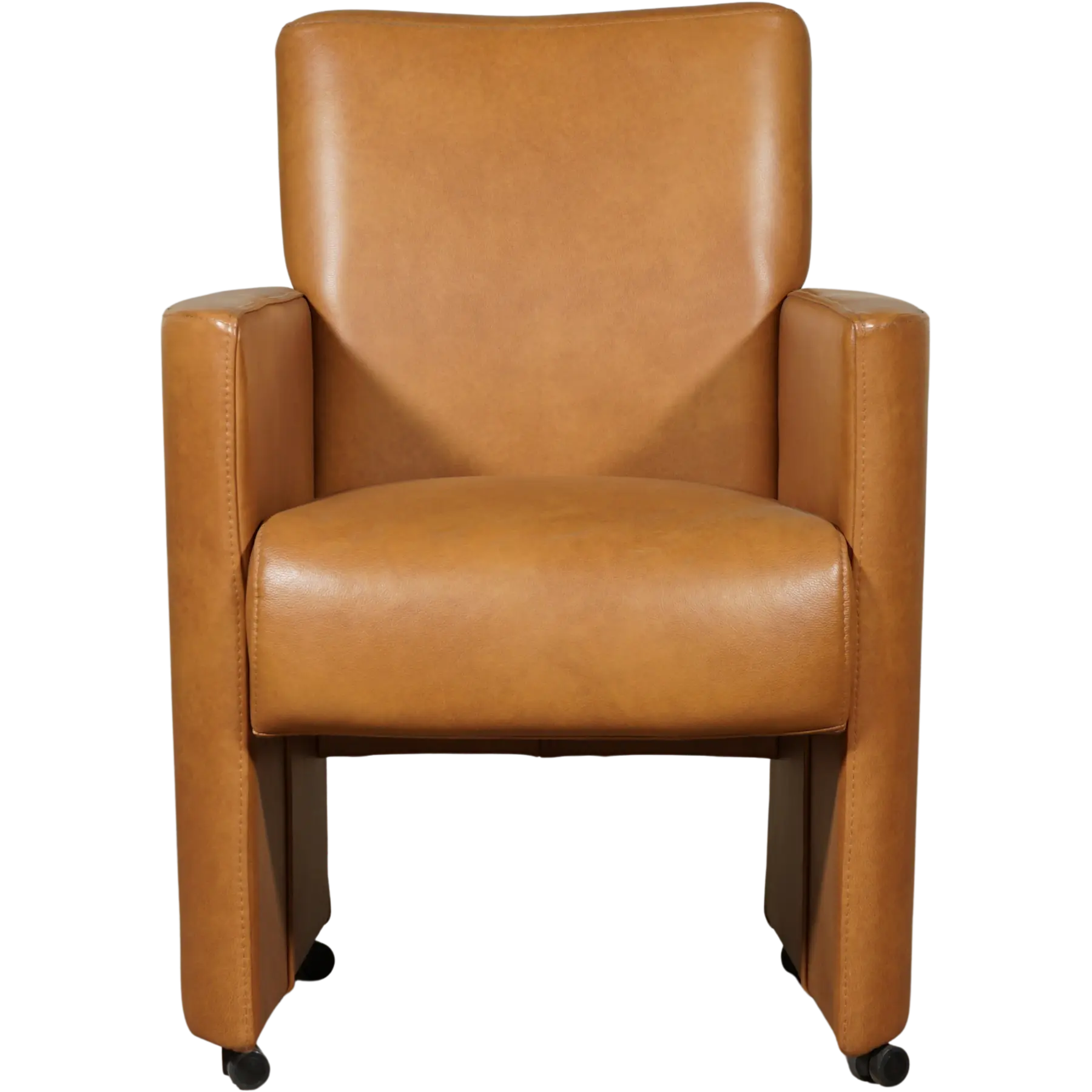 afbeelding van Leren eetkamerstoel Elegant - Granada Sahara (cognac) - Zonder handgreep