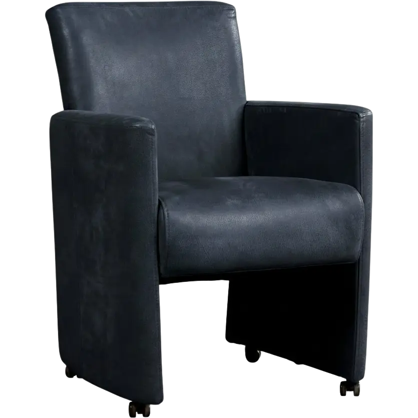 afbeelding van Leren eetkamerstoel Elegant - Kenia Denim (blauw) - Zonder handgreep