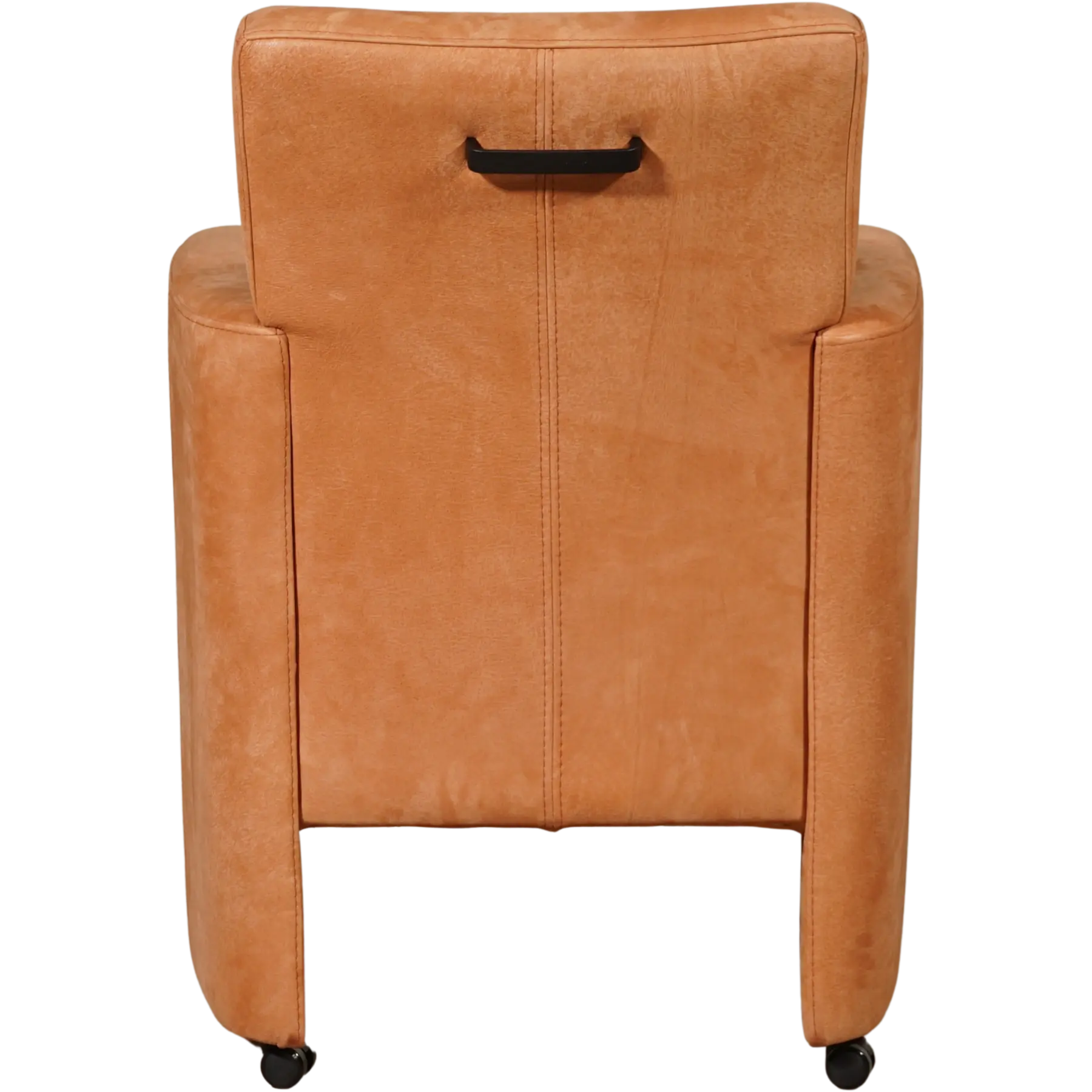 afbeelding van Leren eetkamerstoel Elegant - Kenia Rost (oranje) - Met handgreep zwart