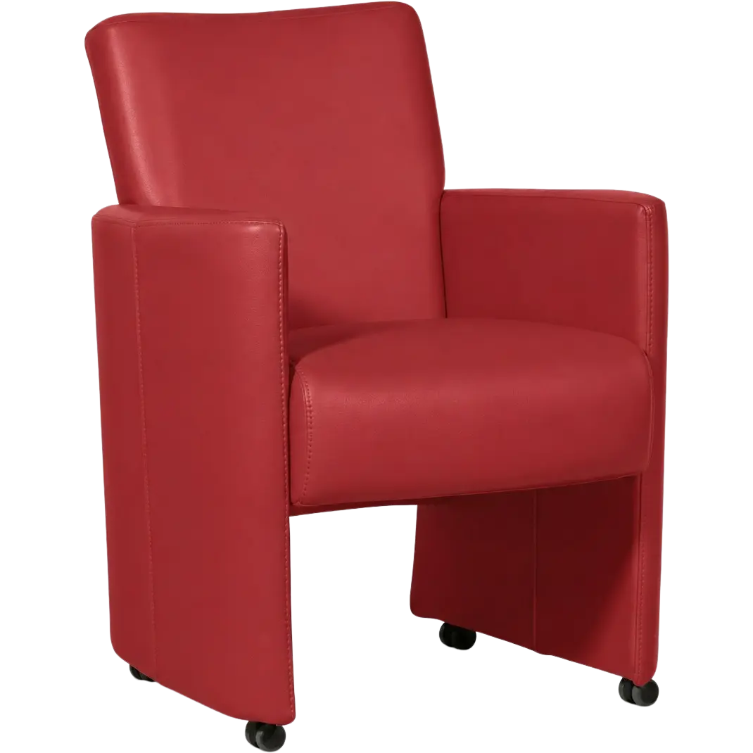 afbeelding van Leren eetkamerstoel Elegant - Toledo Ducati (rood) - Met handgreep zwart