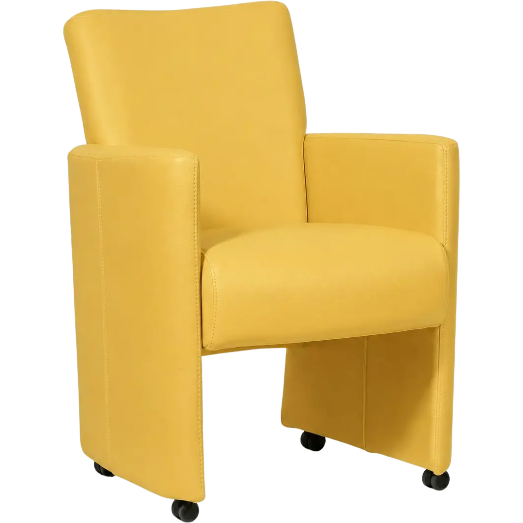 afbeelding van Leren eetkamerstoel Elegant - Toledo Giallo (geel) - Zonder handgreep